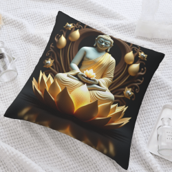 Zen Lotus Flower Plush Pillow Cover - Okomall