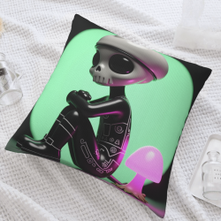 Funda de cojín de felpa con setas psicodélicas - Okomall