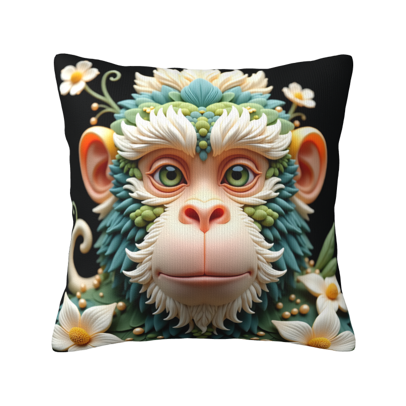 Housse de coussin en peluche à motif floral double face - Rêve floral - Okomall