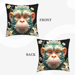 Housse de coussin en peluche à motif floral double face - Rêve floral - Okomall