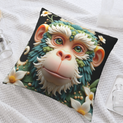 Funda de cojín de felpa con estampado doble cara - Flores de ensueño - Okomall