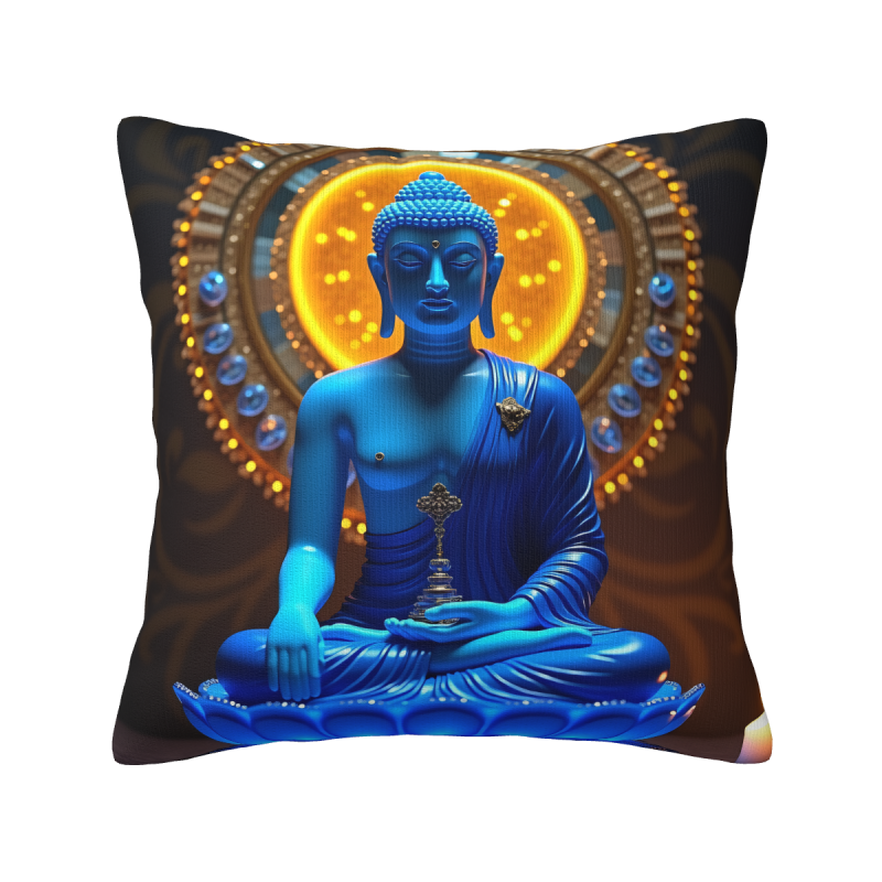 Copri-cuscino in peluche con immagine di Buddha Zen - Okomall
