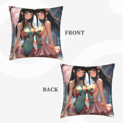 Funda de Almohada Japonesa de Peluche - Jardín de Cerezos - Okomall