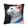 抽象猫アートが施されたフリース クッションカバー - オマル