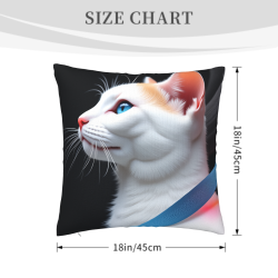 Housse de coussin chat en peluche avec art abstrait - Okomall