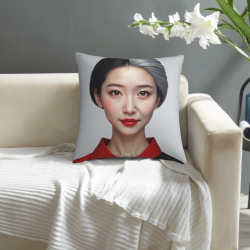 Housse de coussin en peluche avec portrait personnalisé - Okomall