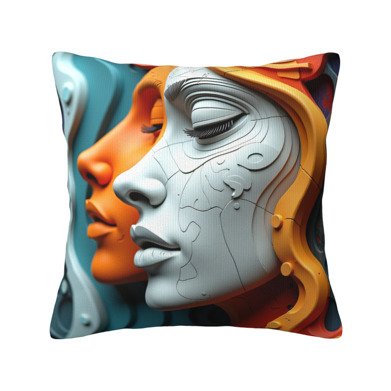 Funda de cojín de felpa con retrato doble - Okomall