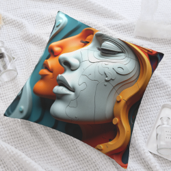 Funda de cojín de felpa con retrato doble - Okomall