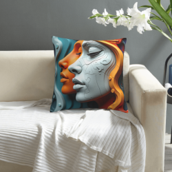 Housse de coussin en peluche avec portrait double - Okomall