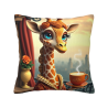 Housse de coussin en peluche sur le thème du chat et du café - Okomall