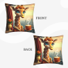 Housse de coussin en peluche sur le thème du chat et du café - Okomall