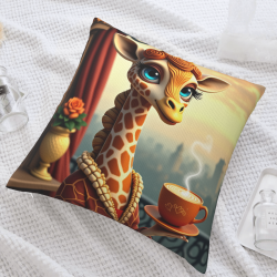 Housse de coussin en peluche sur le thème du chat et du café - Okomall