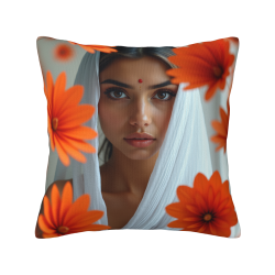 Funda de cojín de felpa con arte floral abstracto - Okomall