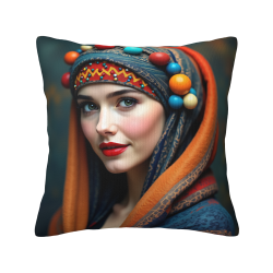 Housse de coussin en peluche avec portrait féminin esthétique - Okomall