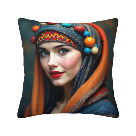 Housse de coussin en peluche avec portrait féminin esthétique - Okomall