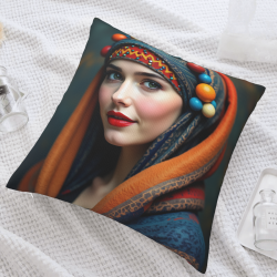 Housse de coussin en peluche avec portrait féminin esthétique - Okomall