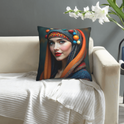 Housse de coussin en peluche avec portrait féminin esthétique - Okomall