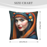 Housse de coussin en peluche avec portrait féminin esthétique - Okomall