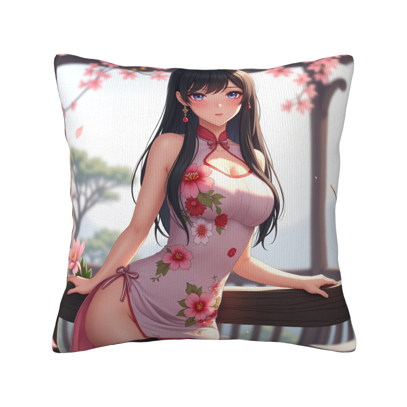 日系少女樱花抱枕套 - Okomall