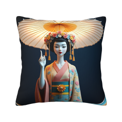 Funda de cojín de felpa estilo japonés con la belleza japonesa - 18x18 pulgadas | OKO Mall