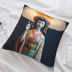 Funda de cojín de felpa estilo japonés con la belleza japonesa - 18x18 pulgadas | OKO Mall