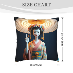 日式美人抱枕套 - 18x18英寸 | OKO Mall