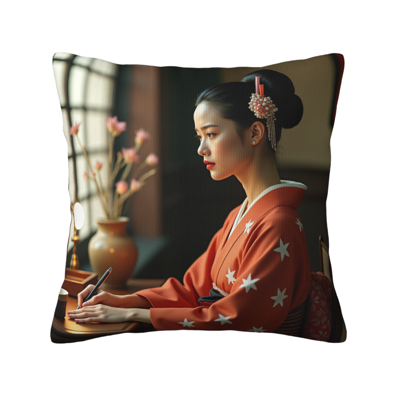 藝伎毛絨抱枕套 - 18x18英寸 | Okomall