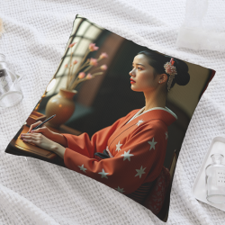 기모 깃옷 인형 쿠션 커버 게이샤 - 18x18인치 | Okomall