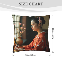 Housse de coussin en peluche Geisha - 18x18 pouces | Okomall