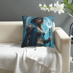 غطاء وسادة فروي بتصميم محارب الفانتازيا - Okomall