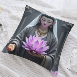 禅意女性 绒面抱枕套 - Okomall