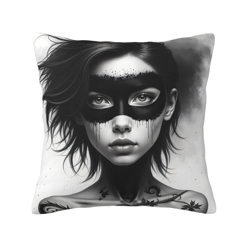 Funda de cojín de peluche con retrato de mujer impreso a doble cara - Okomall