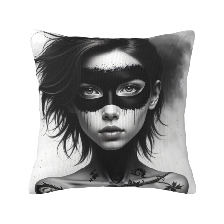 Housse de coussin en peluche à motif de portrait de femme imprimé recto verso - Okomall