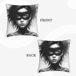 Housse de coussin en peluche à motif de portrait de femme imprimé recto verso - Okomall