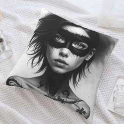 Funda de cojín de peluche con retrato de mujer impreso a doble cara - Okomall