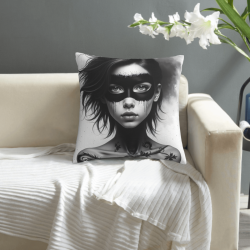 Funda de cojín de peluche con retrato de mujer impreso a doble cara - Okomall