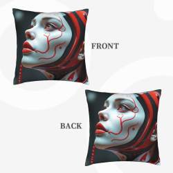 Housse de coussin en peluche à motif visage abstrait - Okomall