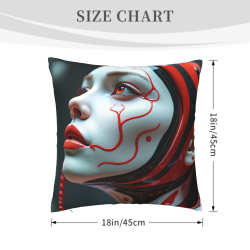 Housse de coussin en peluche à motif visage abstrait - Okomall