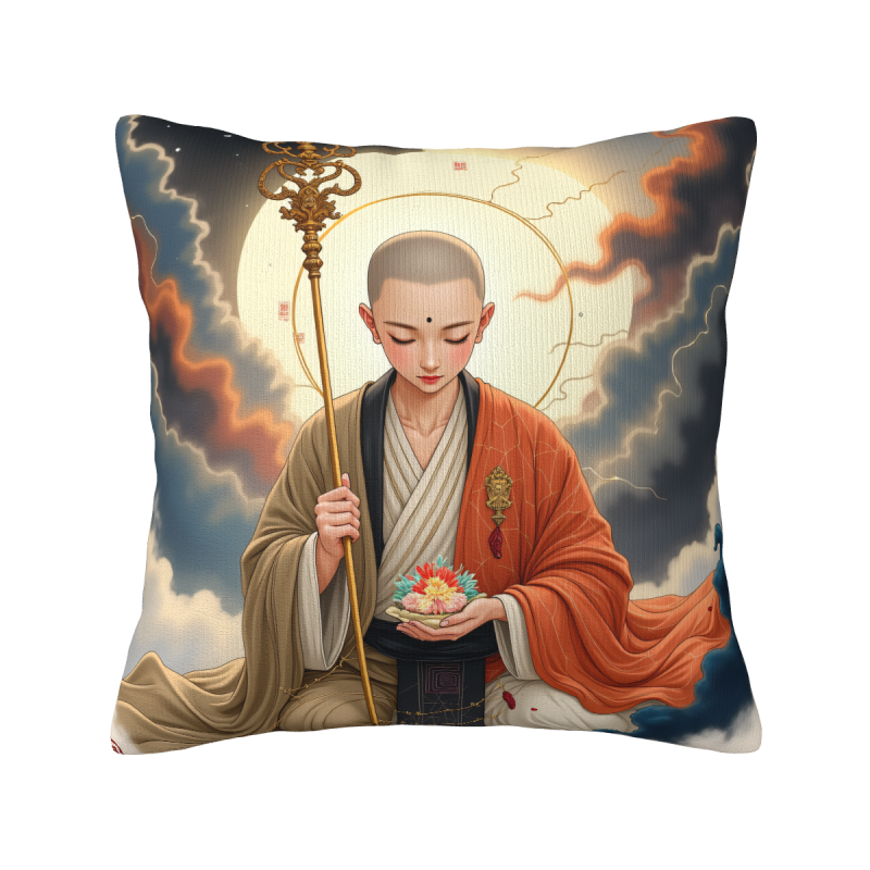 禪意武士毛絨抱枕套 - Okomall