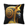 Housse de coussin en peluche avec portrait abstrait - Okomall