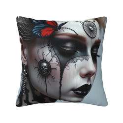 Federa cuscino in peluche con ritratto femminile elegante fronte retro - Okomall