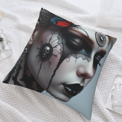 双面精美女性肖像画毛绒抱枕套 - Okomall