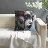 Housse de coussin en peluche avec portrait féminin magnifique recto verso - Okomall