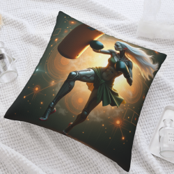 Cyberpunk Female Portrait Throw Pillow Cover - Okomall