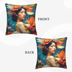 Housse de coussin à fleurs et fille esthétique - Okomall