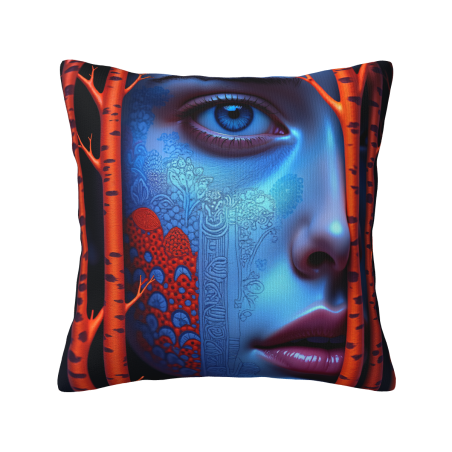 Housse de coussin en peluche avec portrait abstrait - Okomall
