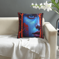 Housse de coussin en peluche avec portrait abstrait - Okomall