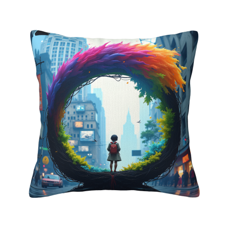 Federa per cuscino in peluche a doppio lato "Girl Lost" - Okomall
