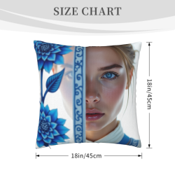 Funda de cojín de felpa con retrato femenino - Okomall