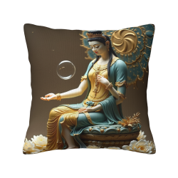 Avalokiteshvara Plush Pillow Cover - 18x18 inches | OKOMALL